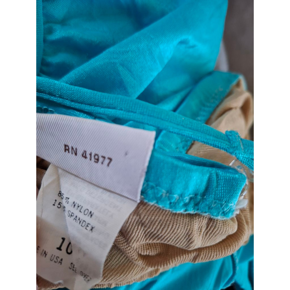 Vintage DeWeese California Teal Ruched One Piece Swimsuit Size 10 pinup girl - Picture 7 of 7